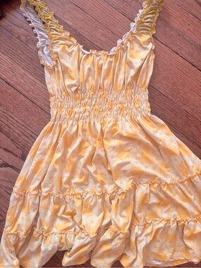 Urban Outfitters Yellow Daisy Ruffle Sundress